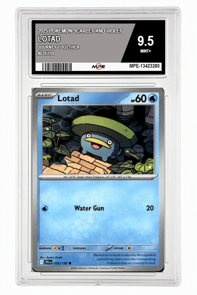 2025 POKEMON SVI JOURNEY TOGETHER #035/159 LOTAD MPE 9.5 MINT+ — graded card up for auction