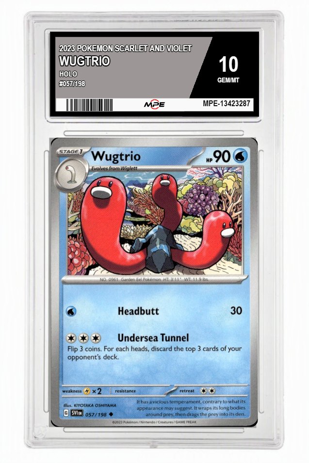 2023 POKEMON SVI HOLO #057/198 WUGTRIO MPE 10 GEM/MT — graded card up for auction
