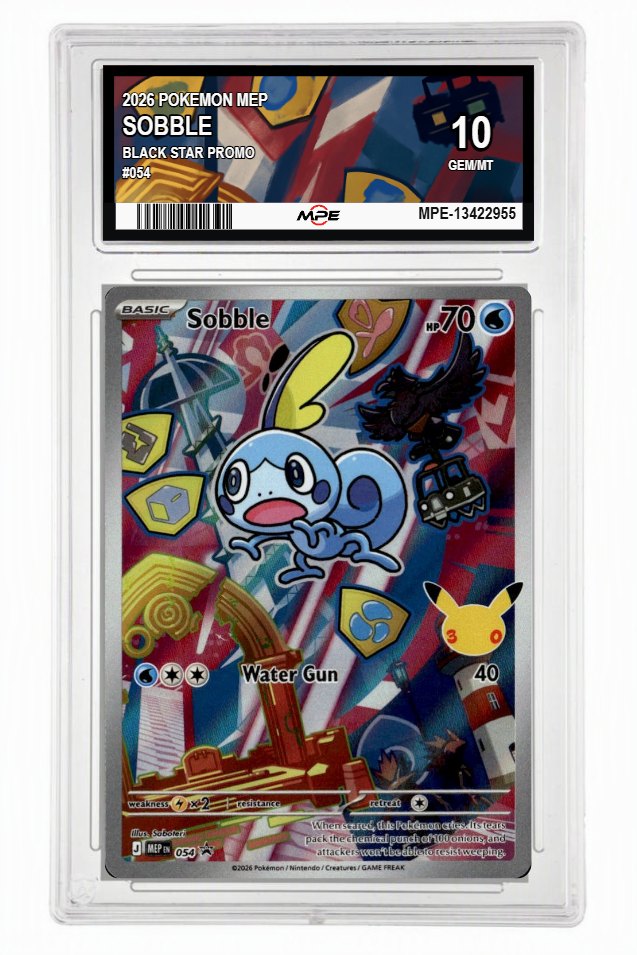 2026 POKEMON MEP BLACK STAR PROMO #054 SOBBLE MPE 10 GEM/MT — graded card up for auction