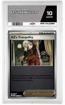 2026 POKEMON CRI HOLO #076/086 AZ'S TRANQUILITY MPE 10 GEM/MT — graded card up for auction