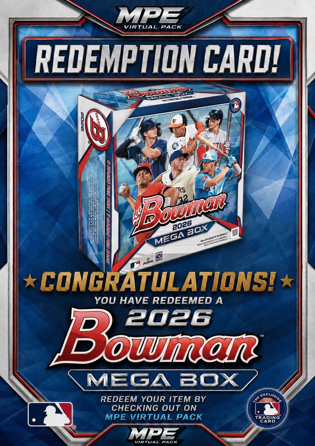 2026 BOWMAN MEGA BOX REDEMPTION CARD graded slab